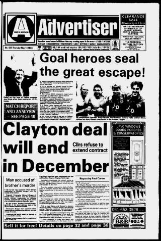 cover page of Oldham Advertiser published on May 13, 1993